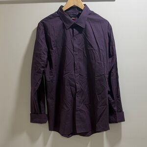 Van Heusen XL 17-17.5 Slim Fit Dark Purple Dress Shirt